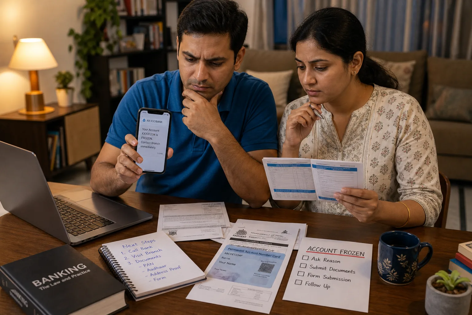 Bank balance hold and pending debit explanation with banking app illustration