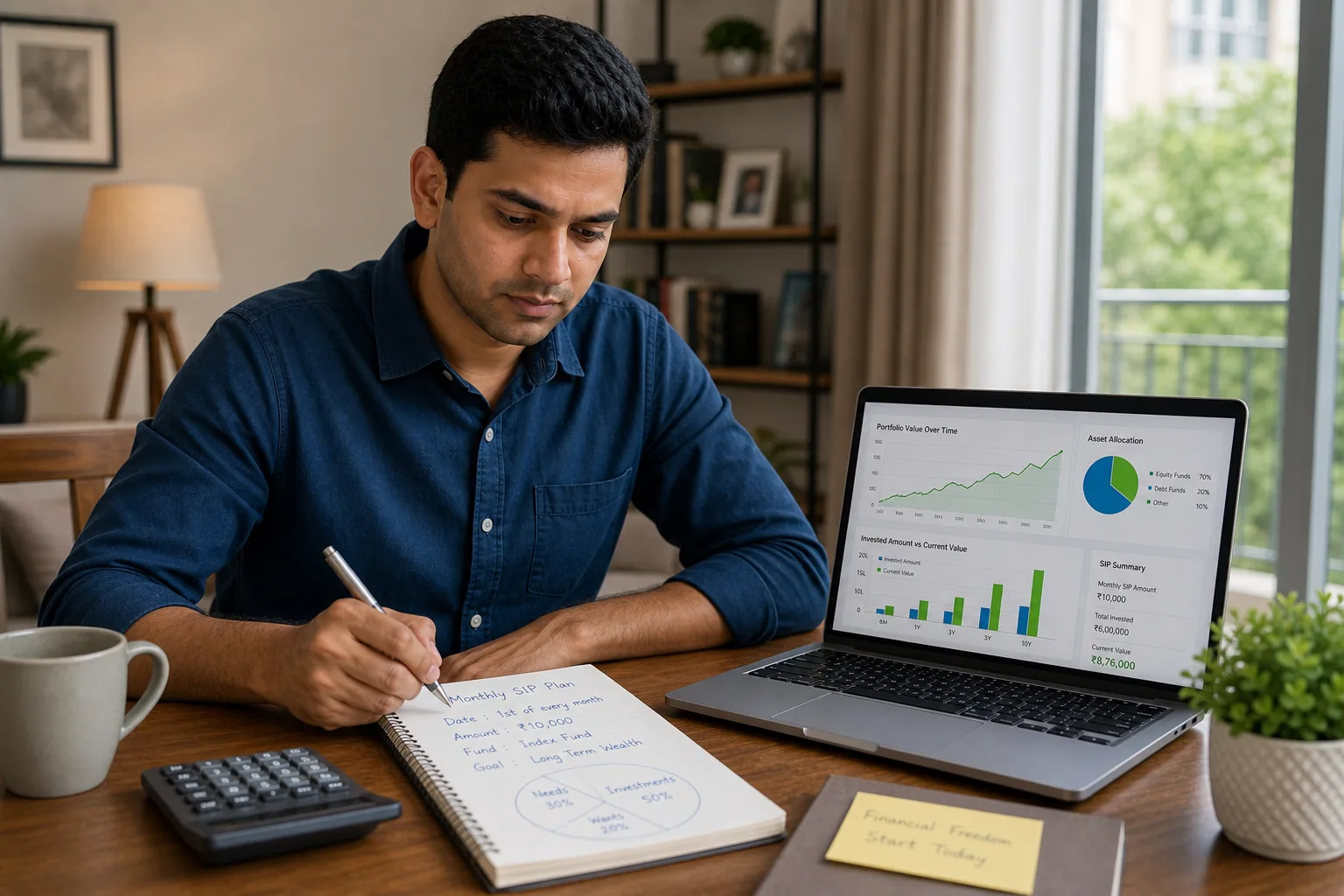 Simple first SIP plan for salaried people with salary and growth illustration