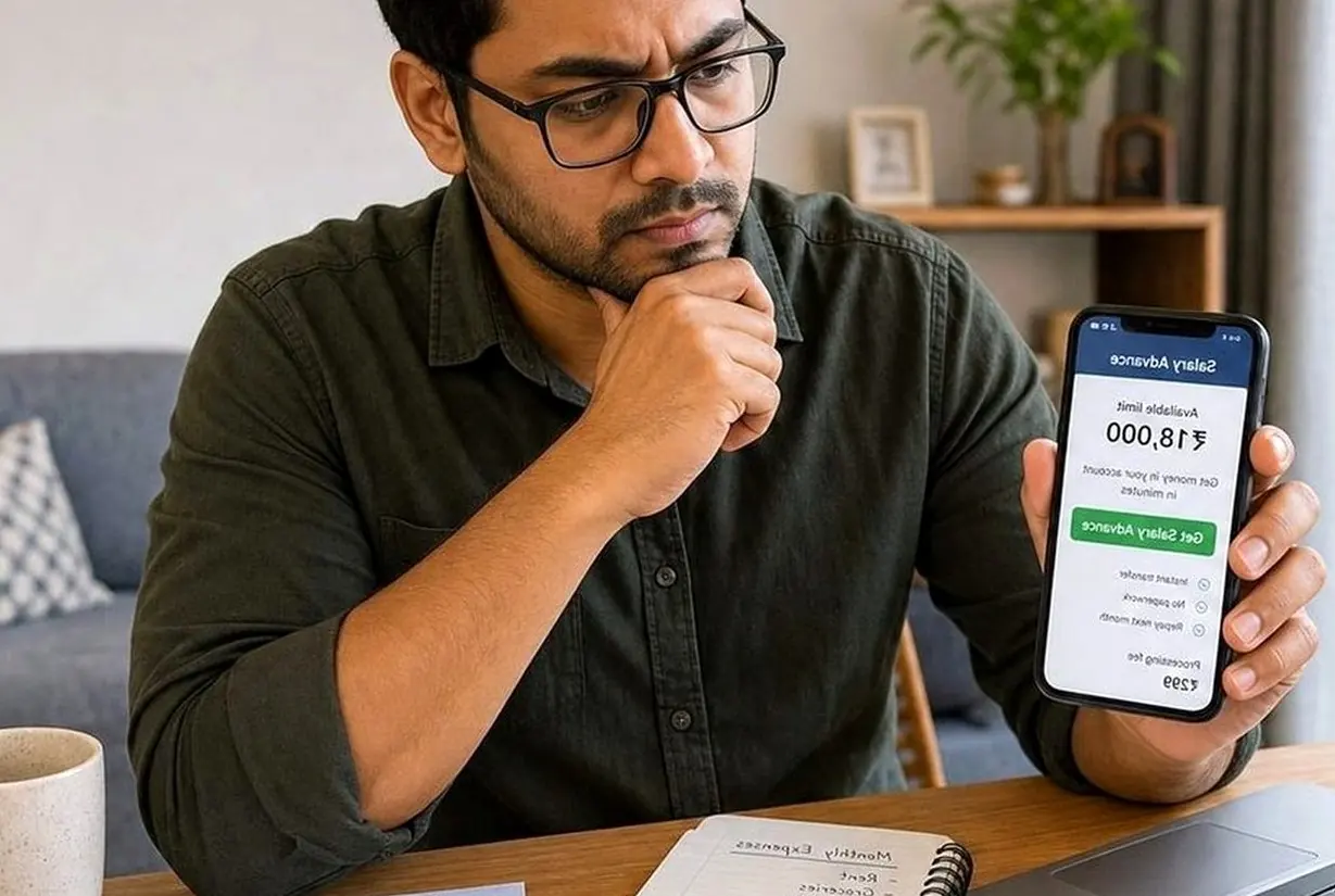 Indian loan app user reviewing status details, screenshots, and bank account information carefully