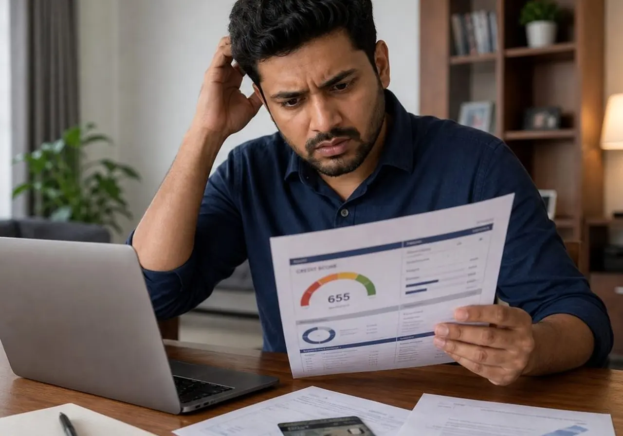 Indian couple reviewing UPI history and credit card statement for better budgeting