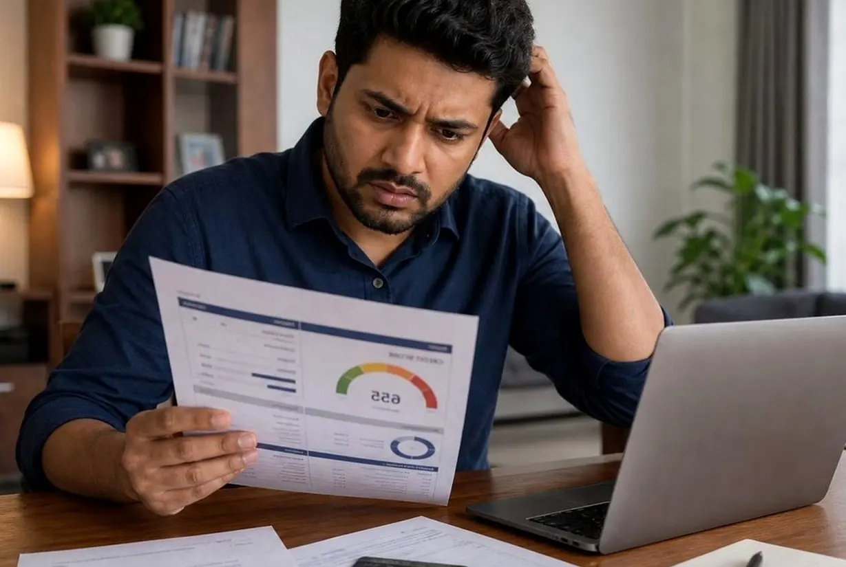 Indian buyer comparing product discount price with zero-cost EMI terms on a laptop